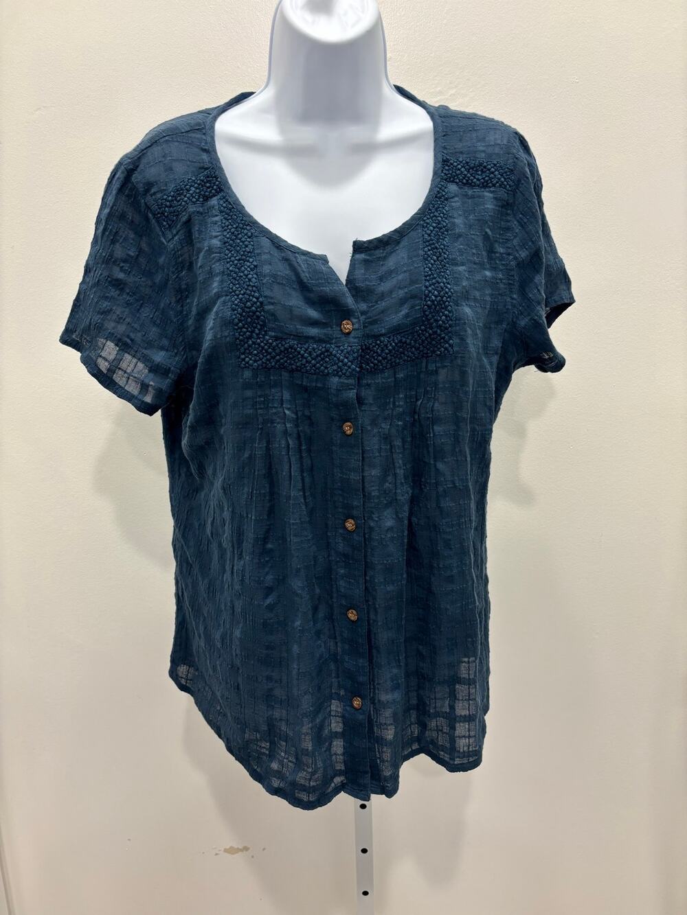 prAna Lucie Organic Cotton Gauze Boho Embroidered Blouse Top size XL